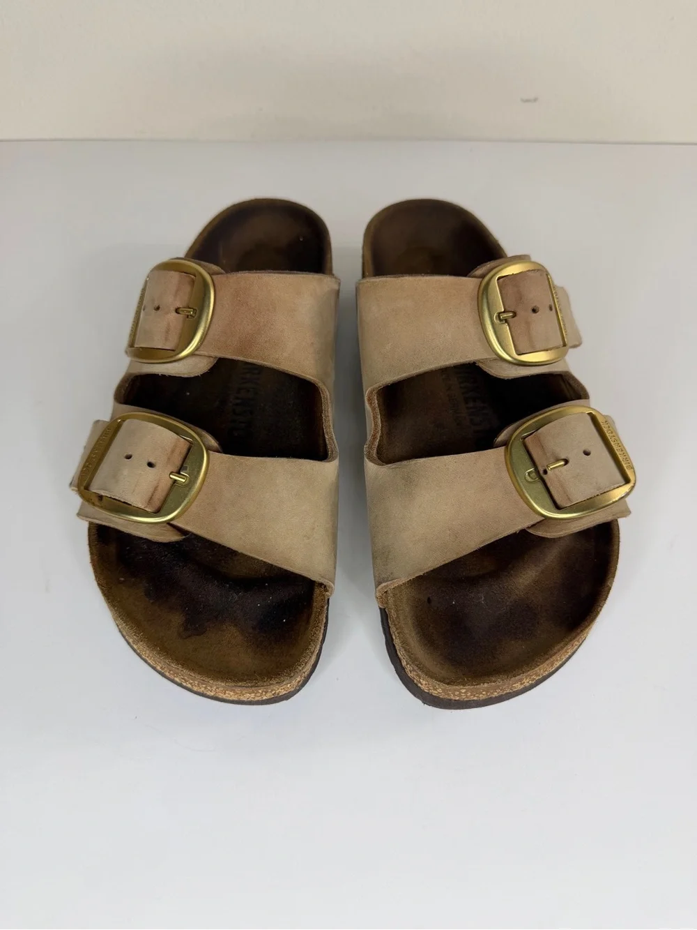 Birkenstock Sandals Slides Women Size 38 US 7 Double Strap Tan Buckle Germany - Picture 6 of 16